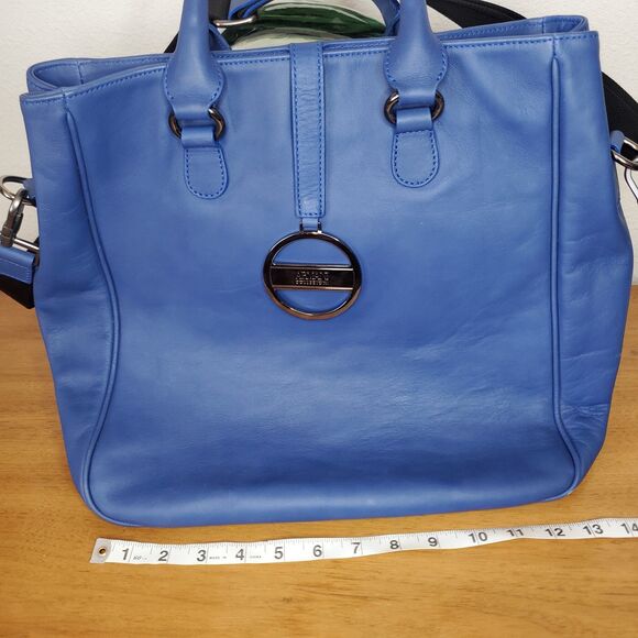 ARMANI COLLEZIONI Blue Calf Leather Tote Shoulder Bag Cross Body Work Travel - Picture 9 of 11